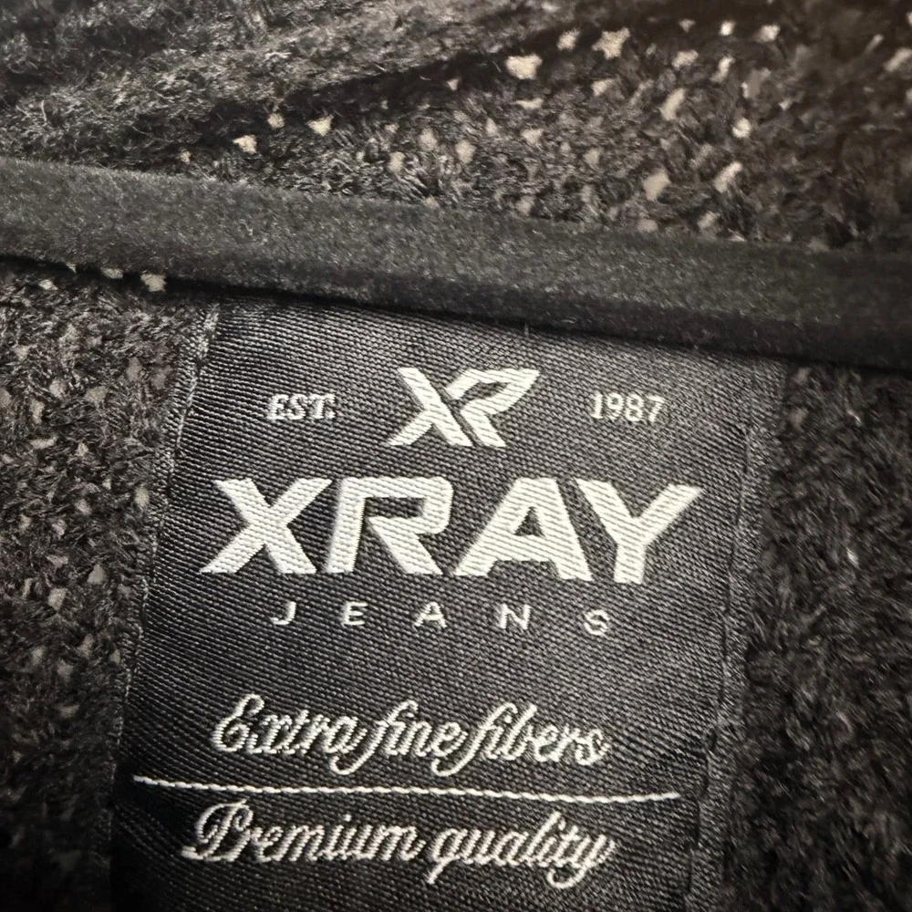 XRAY Jeans Mens Black Chunky Knit Cowl Neck Sweater Shoulder Patches XL RN164651